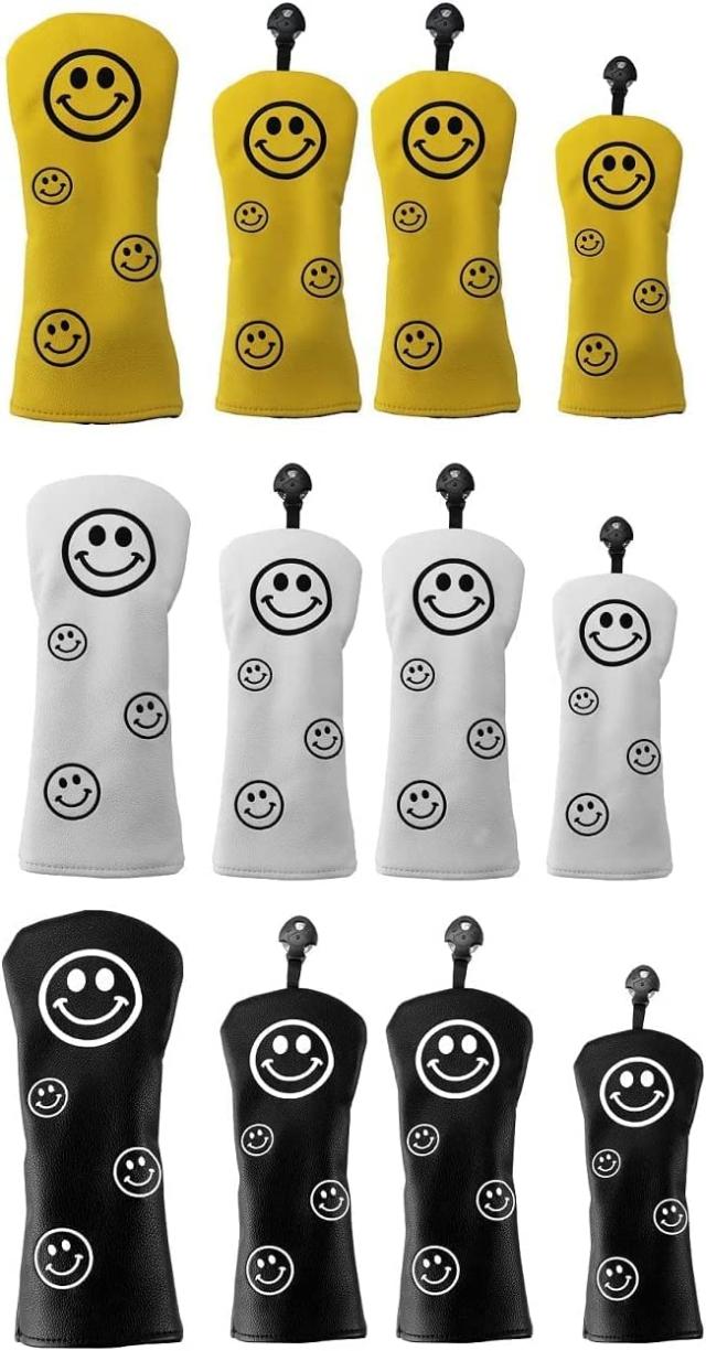 ゴルフ ヘッドカバー ドライバー440cc 460cc用カバー ウッド用カバー ユーティリティ UT用カバー 4点セット 単品 防水仕様 スマイル (4点