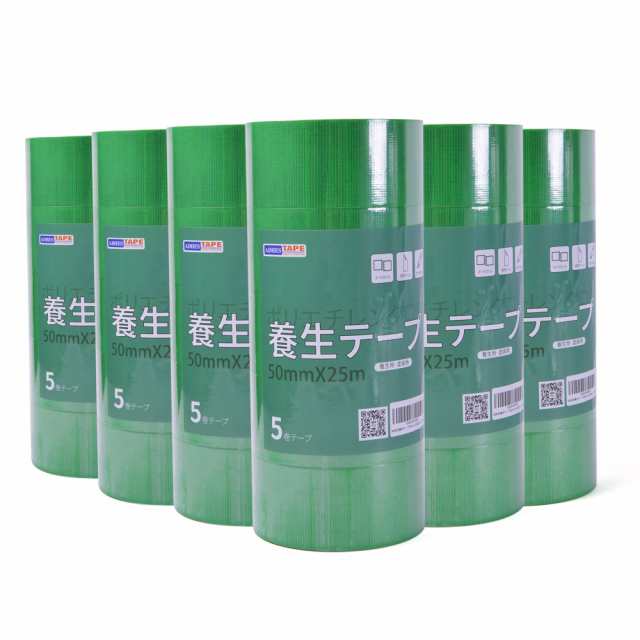 【 限定ブランド】ADHES 養生テープ 緑 ガムテープ はがせる 台風 窓ガラス用 50mm？25m 30巻入り (YB16-弱粘着)の通販は
