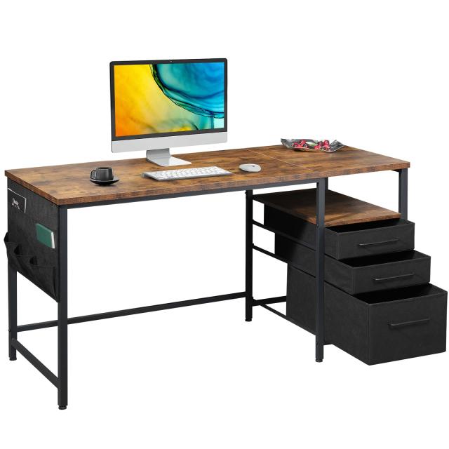 Maihail デスク 机 pcデスク パソコンデスク つくえ ラック付きデスク 幅140cm×奥行60cm デスク 引き出し付き 在宅ワーク デスク オフィの通販は 11,315円