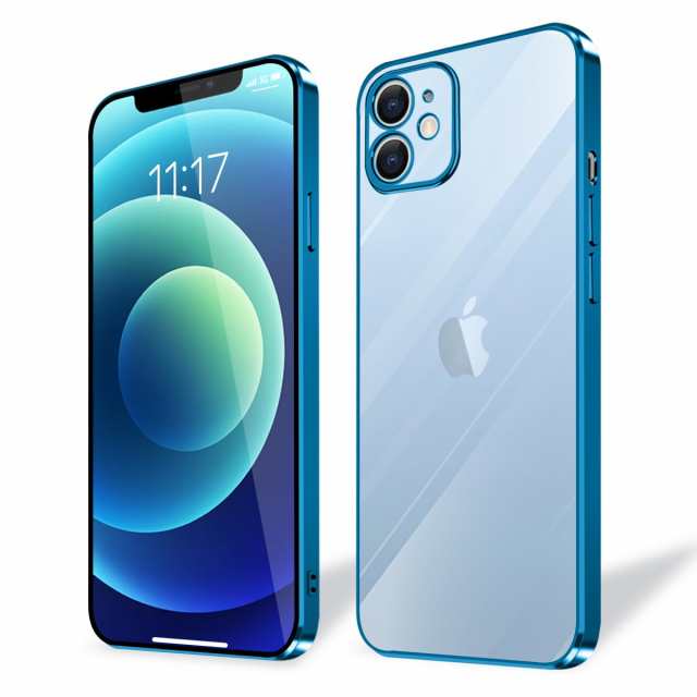 i Phone 12 ケース 耐衝撃 軽量 アイフォン12 スマホケース 背面クリア 周りメッキ加工 TPU 米軍規格 保護カバー 落下防止 ストラップホ