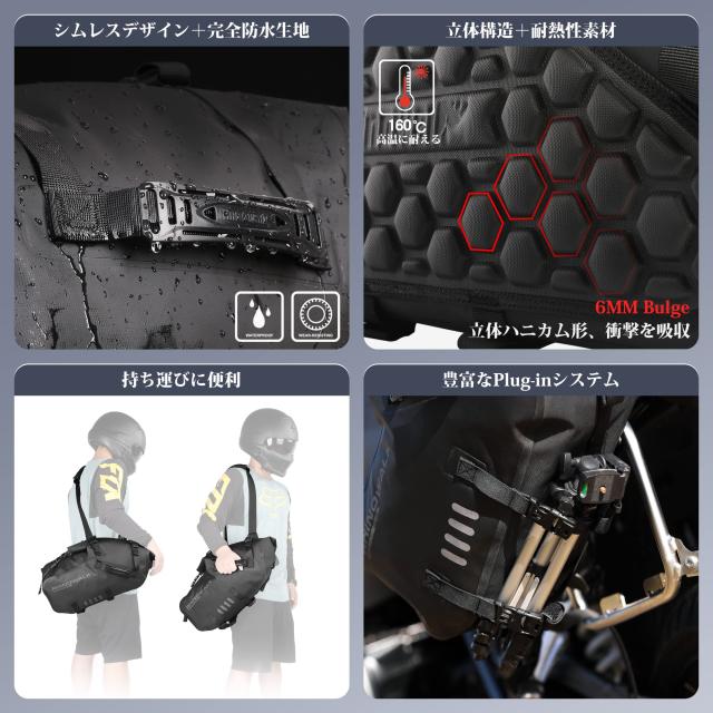 Rhinowalk バイク用サイドバッグ 防水 ツーリングバッグ キャンプ ロングツーリング オフロード 完全防水防塵防砂サイドバッグ 18L（9L*2