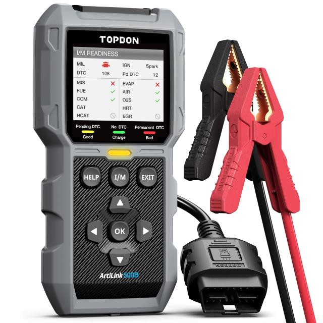 TOPDON AL500B OBD2 診断機＆ バッテリー テスター、フルOBD2機能、12V バッテリー テスト ＆ 12V/24V クランキング テストおよび充電テス