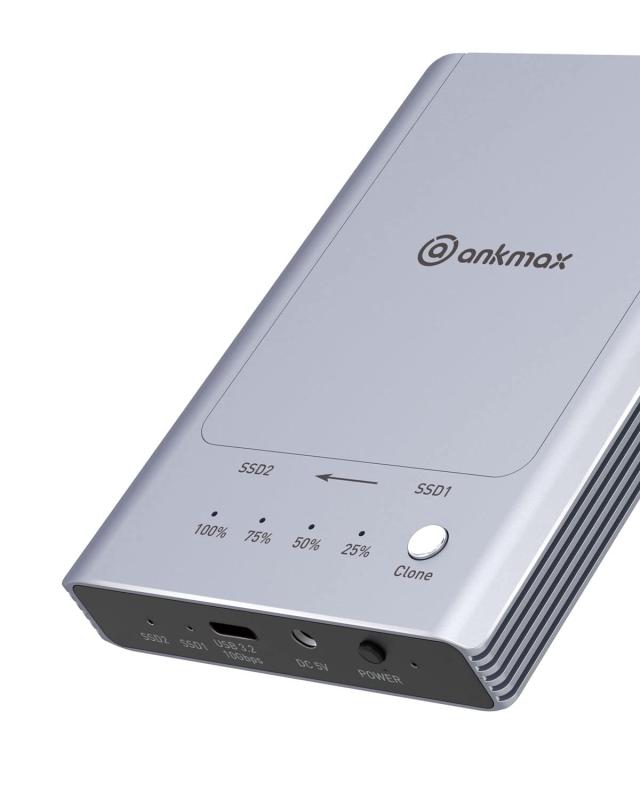 Ankmax NVMe M.2 デュプリケーター M2U32C デュアルベイ オフライン クローン SSD ドッキング ステーション、工具不要のアルミニウム 2