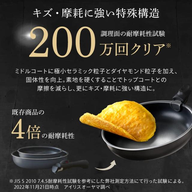 アイリスオーヤマ 取っ手の取れるフライパン 最強にくっつきにくいコーティングを使用 12点セット 深型フライパンセット 焦げないさびな_3