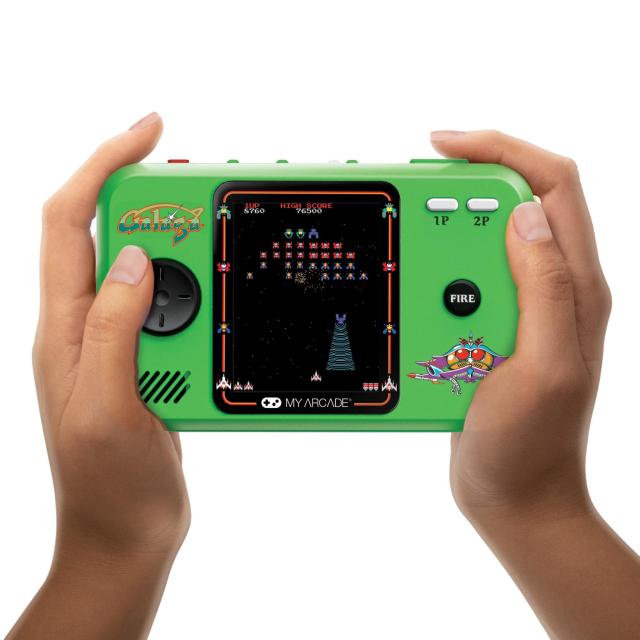 My Arcade Galaga/Galaxian Pocket Player: 2 レトロポータブルビデオゲームコンソール、1インチと2.75インチのカラーディスプレイに2つ