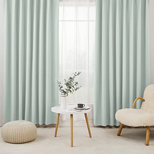 Hansleep カーテン 1級遮光 4枚セット 幅100cm丈150cm カルダモングリーン 断熱 防寒 防音 省エネ 厚手 無地 おしゃれ 洗える リビング用
