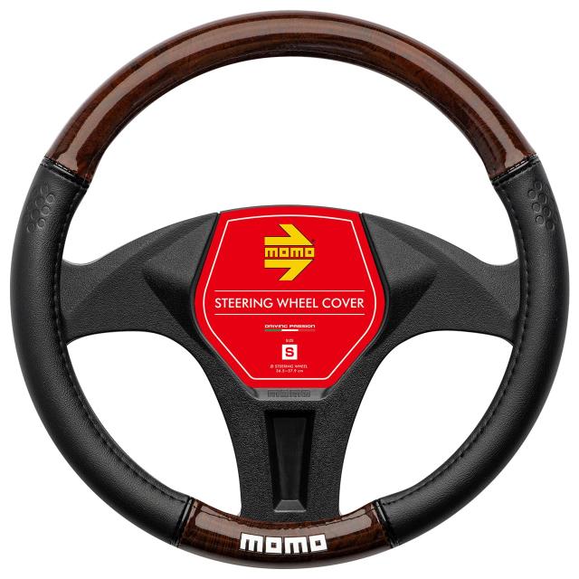 MOMO モモ LUXURY WOOD ラグジュアリーウッド ハンドルカバー ステアリングカバー ITALY イタリア ミラノ Sサイズ ブラック／ブラウンウ 6,527円