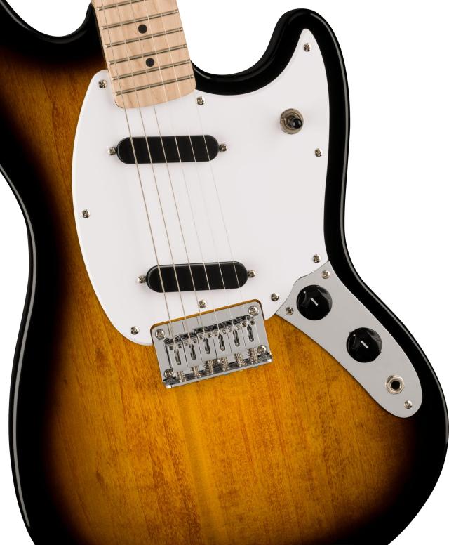 Squier by Fender スクワイヤー エレキギター Squier Sonic? Mustang?, Maple Fingerboard, White Pickguard, 2-Color Sunburst ソフトケ