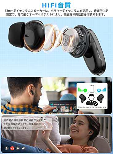 2023 新型 Bluetooth5.3 ワイヤレスイヤホン Bluetooth5.3対応 HDMOD