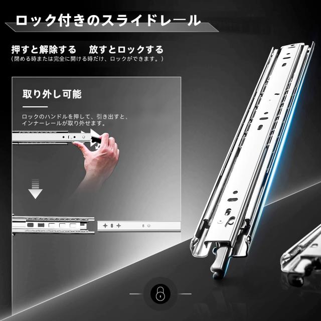 AOLISHENG 重量用 スライドレール 幅51mm 耐荷重48-60kg 横付け 左右1セット 取り外し可能 家具 スライドれーる Heavy Duty 引き出しスラの通販は