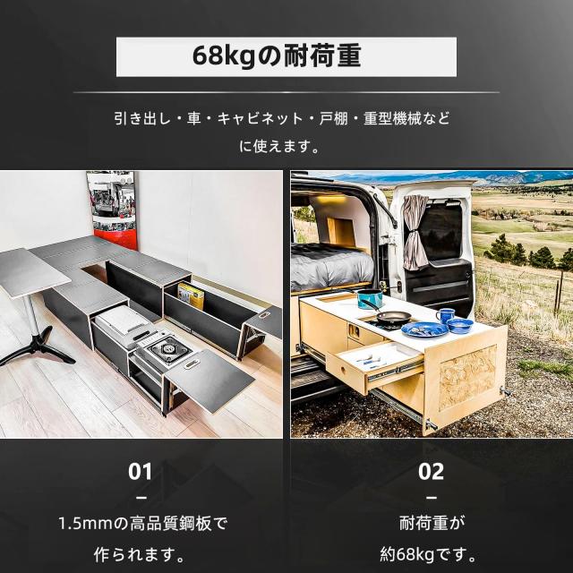 AOLISHENG 重量用 スライドレール 幅51mm 耐荷重48-60kg 横付け 左右1セット 取り外し可能 家具 スライドれーる Heavy Duty 引き出しスラの通販は