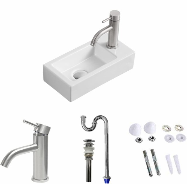 【Sトラップ排水セット付き】 手洗い器 壁掛け 手洗いボウル 壁付け型 375*185*95mm おしゃれ 手洗器 コンパクト 小型洗面ボウル ミニ型 の通販は 17,856円