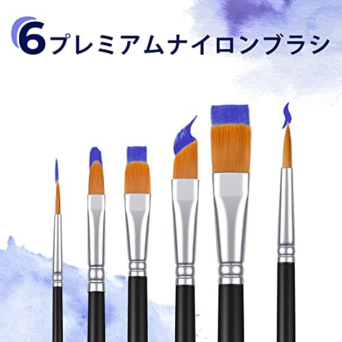 Ohuhu アクリル絵の具 屋外用 24色 6本筆 基本色18 メタリック色6