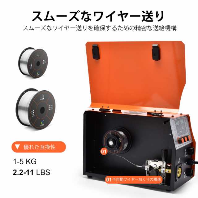 HITBOX MIG 溶接機 100v 半自動 溶接機 200A 100V＆200V 兼用 アルミ溶接できる 手棒溶接 ノンガス・ガス・ミクスガス  リフトTIG溶接 家｜au PAY マーケット