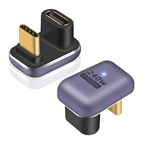 Poyiccot U字型USB C アダプタ、240W USB C U字型アダプタ、40Gbps USB Type C 変換 アダプタU字 U型 180度 タイプC オスメス コネクター