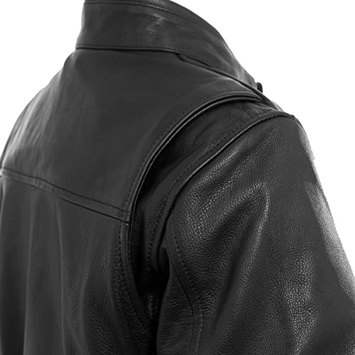 KOMINE ブラックレザーライディングジャケット S ヴィンテージ加工 KOMINE バイク用 LJ-5343 シングルライダースレザージャケット