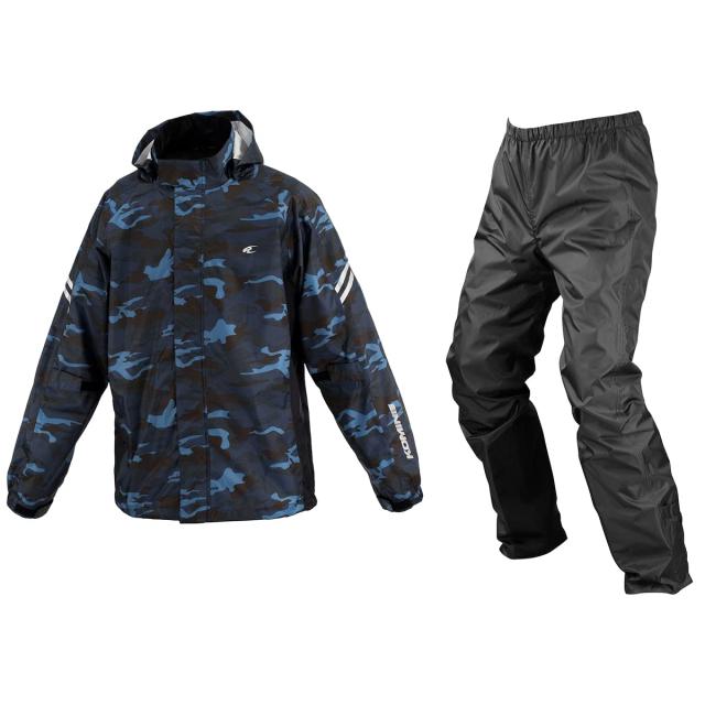 コミネ バイク用 レインウエア RK-5393 ブレスターレインウェア フィアート 03-5393 メンズ Blue Camo M