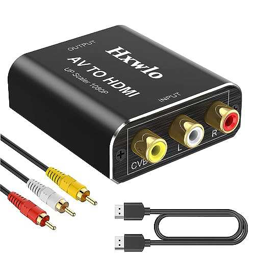 RCA to HDMI 変換コンバーター アルミ合金製外殼 AV to HDMI 変換器 アナログRCAコンポジット（赤、白、黄）3色端子 HDMI 変換アダプタ