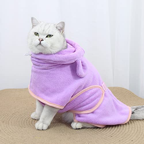 【ロシデレ】バスタオル ネコミミ MEIAOJIA 犬用バスタオル ペット用バスローブ 可愛い耳付き 猫用