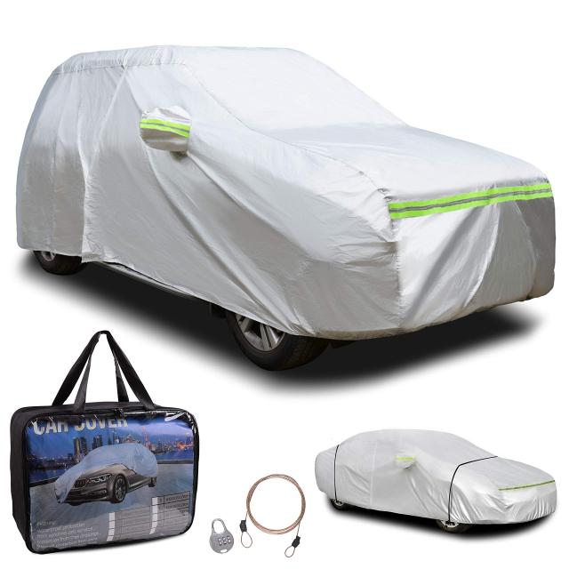 SILANON セダン suv カーカバー 自動車保護 黄砂雨雪霜氷台風紫外線対策 長い反射ストリップ ボディカバー 簡単着脱 撥水耐用 車体カバー