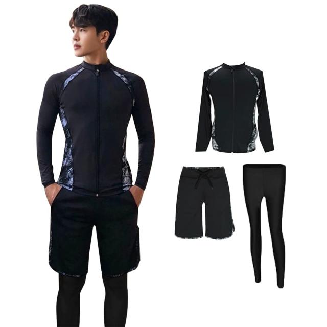 YFMAYI メンズ 水着 ラッシュガード３点セット 吸汗速乾 水陸両用 着痩せ UVカット 長袖+レギンス+海水パンツの通販は 5,600円