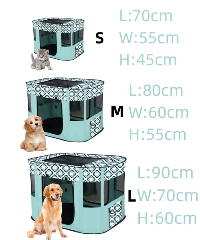 Benebomo 長方形 折りたたみ式 ペットサークル 収納バッグ付き 猫 犬用 ケージ 組み立て簡単 屋根付き メッシュサークル コンパクト 出産_1