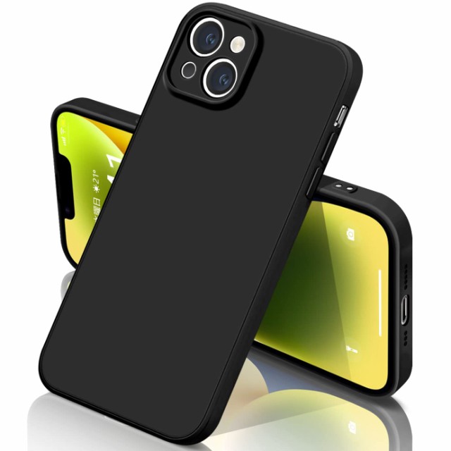 iphone14plus ケース シリコン 耐衝撃 さら さら手触り 傷付き防止 マット質感 超軽量 レンズ保護 指紋防止 アイフォン14plus カバー(黒)