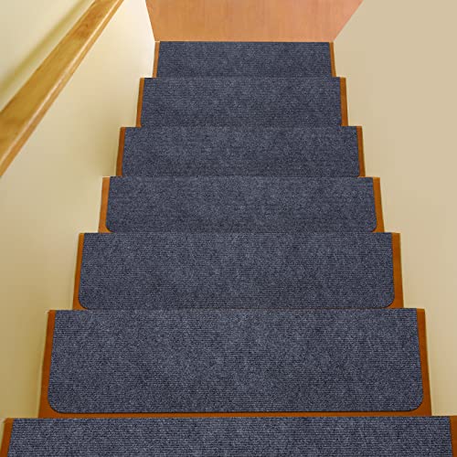 Newthoughts 吸着階段マット 階段用ステップマット 滑り止め付き ずれない 階段カーペット【70×22cm×15枚入り】 洗濯 機丸洗える ペットの通販は 5,367円