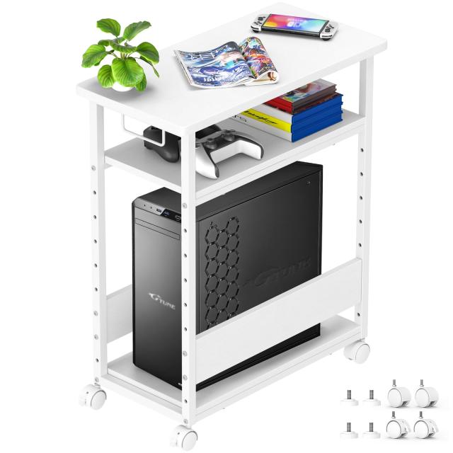 Holdm パソコンワゴン キャスター付き pcワゴン pcラック【幅60×奥行30×高さ70cm】3段 パソコンラック cpuワゴン 棚板高さ9段階調節 両