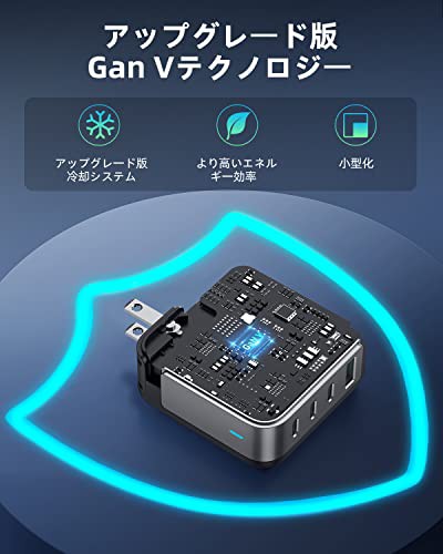 USB C充電器 100W 4ポート・Rocoren 新生代GaN V 技術PD充電器 超小型