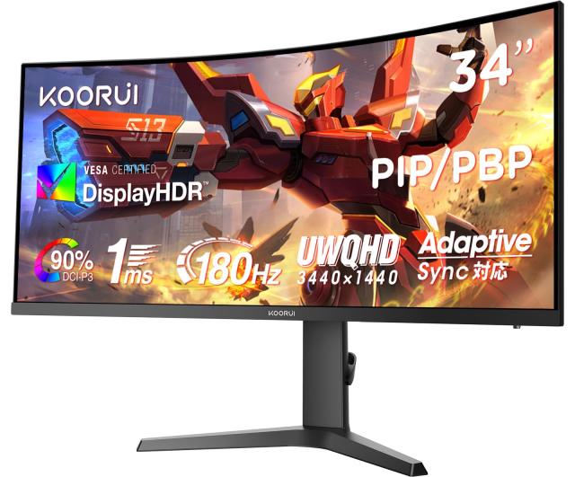 KOORUI 34インチ ゲーミング モニター 3440*1440 湾曲モニター