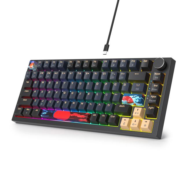 ワイヤードガスケット75％機械式キーボード、ホットスワップ可能、赤軸、RGBバックライト、82キーTKL機械式キーボード、NKROコンパクトUS 5,322円