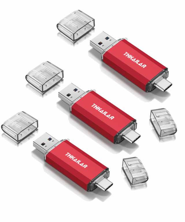 THKAILAR 3個セット 32GB USBメモリ タイプC 2in1 USB 3.0 トフラッシ