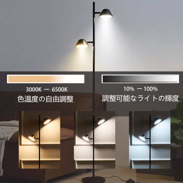 Joyly Home LEDフロアライト、20Wフロアライトリモコン付き、間接照明おしゃれ、調光・調色、タイマー、ダブルヘッドライト＋タッチコンの通販は