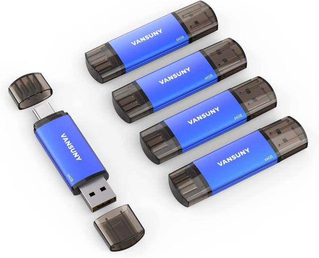 Vansuny USBメモリ Type C 64GB 5個セット USBフラッシュドライブ 2in1 OTG USB 2.0 + USB Cメモリ タイプC 64ギガ （青） 4,348円