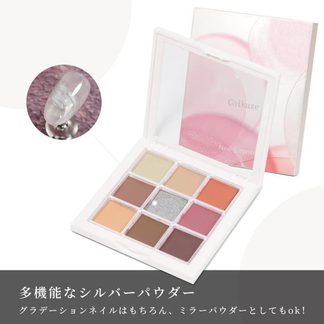 Coikaze グラデーション ネイル パウダー 9色 パレット ネイル