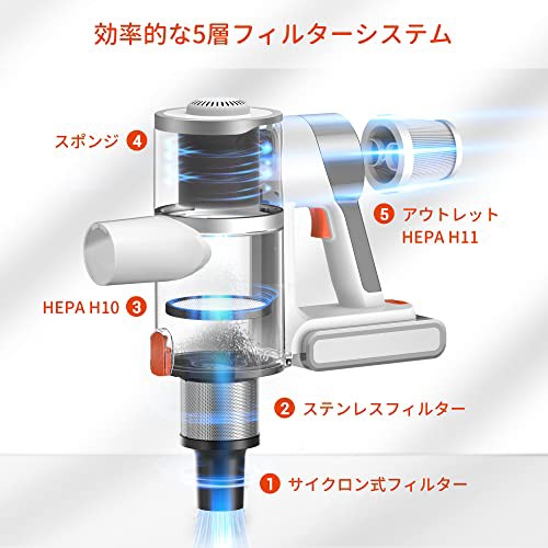 掃除機 コードレス 30Kpa 強力吸引 スティッククリーナー サイクロン