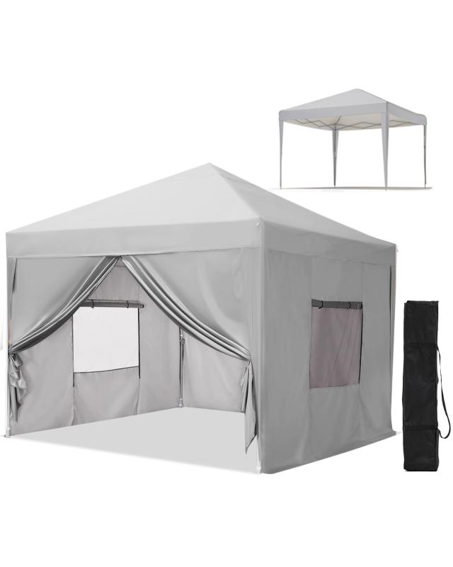 ワンタッチ タープテント 3段階調節 3m/2.5m/2m UVカット 耐水 スチール キャンプ アウトドア 耐水専用横幕/サイドシート4枚付属 テント の通販は