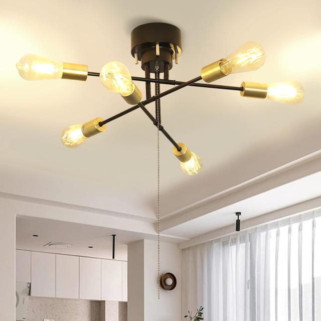 Depuley ペンダ ントライト 6灯 シーリングライト 北欧風 天井器具照明 回転可能 スポットライト口金E26 おしゃれ ダイニング LED電球対応の通販は