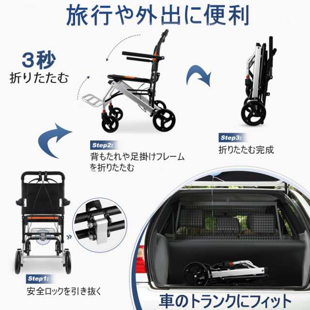 Wisging 介助用車いす 超軽量 折りたたみ コンパクト車椅子 正味重量7.8KG 旅行用車イス 外出用 持ち運び易い 飛行機持ち込み可 アルミ合の通販はau  PAY マーケット - グレイス本舗 | au PAY マーケット－通販サイト