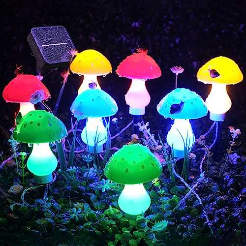 NOWSOK 屋外の庭の装飾のためのソーラーマッシュルームストリングライト 超高輝度 LED ストリング ライト ＆ IP65 防水 (ラウンドエッジ/