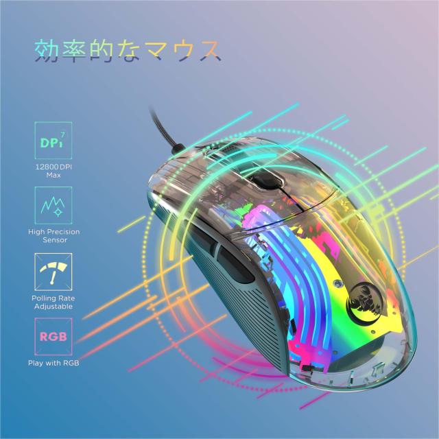 MAMBASNAKE X400 ゲーミングマウス 透明 スケルトン マウス 有線
