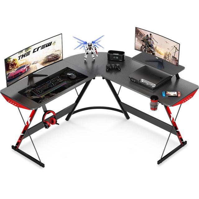 KKL ゲーミングデスク L字デスク 幅127cm パソコンデスク デスク 机 pcデスク L字型 コーナーデスク オフ ィスデスク 在宅ワーク カーボンの通販は 10,545円