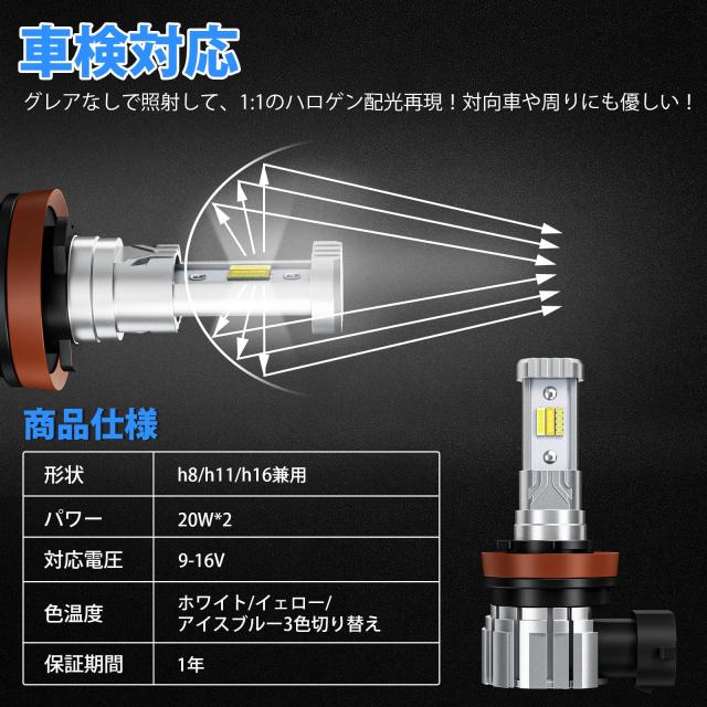 2023年爆光3色フォグ】SUPAREE h8 led フォグ 3色切り替え h11 led