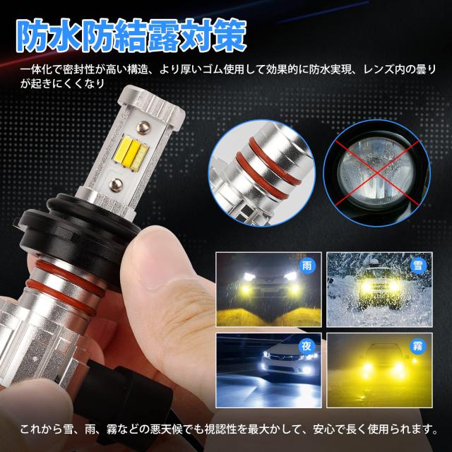【2023年爆光モデル】SUPAREE HB4 LED フォグ 3色切り替え 爆光 HB3 LED フォグランプ 12000lm 20W*2 2重防水防結露 角度調整可能 車検対