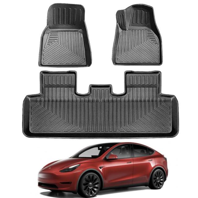 テスラ モデルY 3DフロアマットTesla Model Y 2021年〜現行 モデル Y 立体フロアマット オートマ用 前席＆ 2列目 TPE素材 カスタムパーツ の通販は