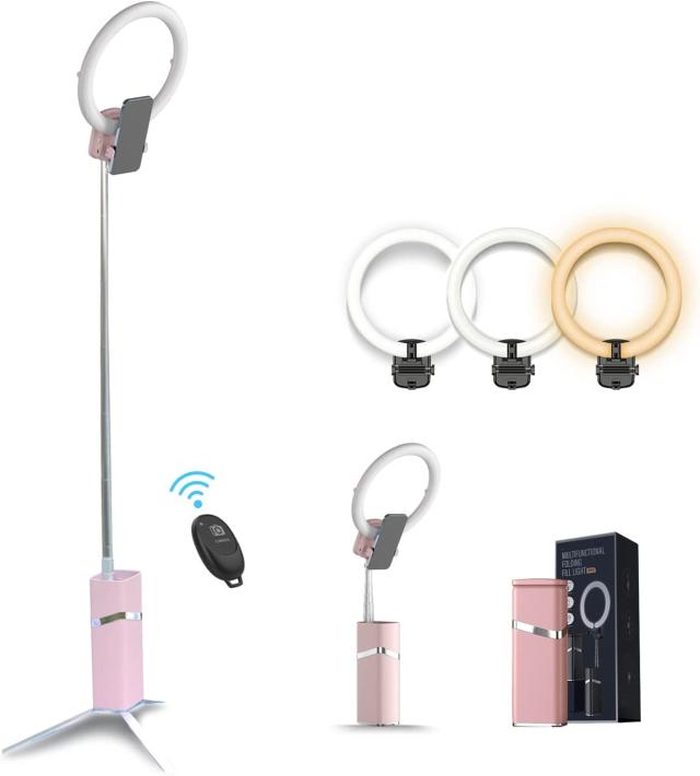 折りたたみ可能なリングライト スマホ用自撮りライト UN-TIN 明るさ調節と色温度切替機能搭載 写真撮影/音楽MV撮影/動画撮影/生放送/YouTの通販は 8,391円