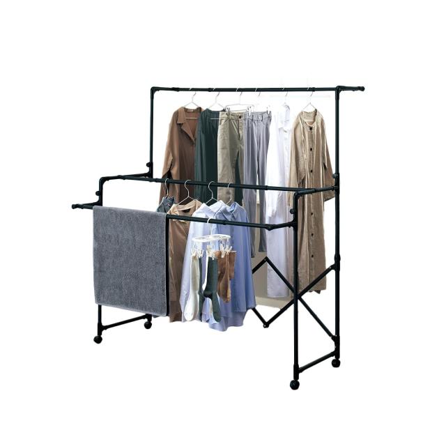 天馬(Tenma) どんなインテリアにもなじみやすいシックなデザインの物干し 洗濯 室内 部屋干し ブラック物干し 折りたたみ多機能物干し 幅の通販は