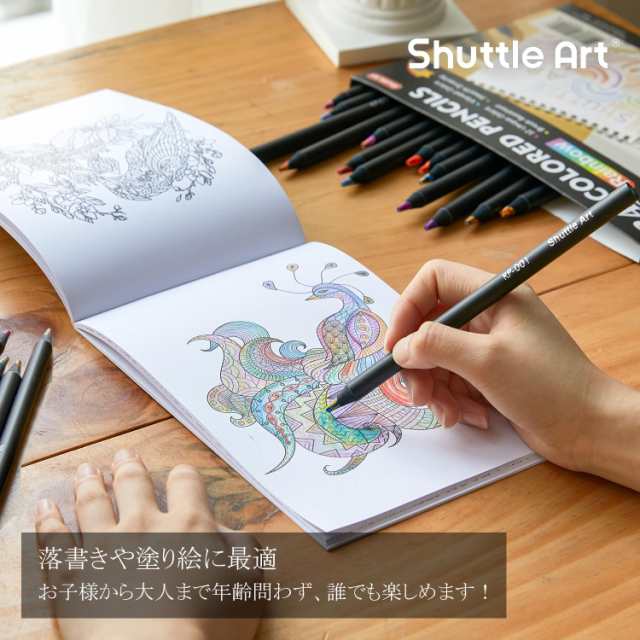 Shuttle Art 虹色鉛筆 12色 24本セット カラフル レインボー 多