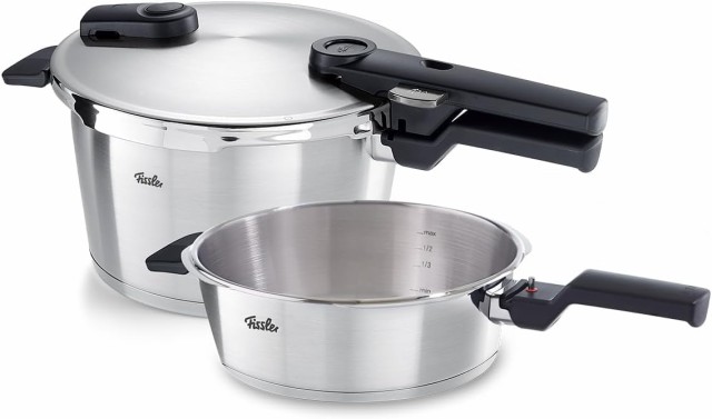 フィスラー (Fissler) シンプルな圧力表示で簡単調理ができる 圧力鍋 ビタクイック プレミアム セット 4.5L＋スキレット2.5L ガス IH 対